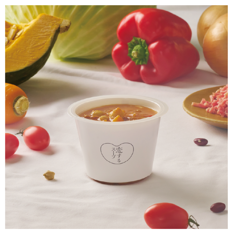 【新発売】4種の豆とひき肉の トマトスープ